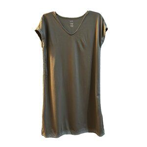 Pure Jill Relaxed Embroidered T-Shirt Dress Womens Size S Olive Green Soft Modal